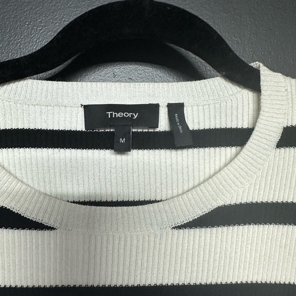 Theory Striped Crewneck Pullover Cuff Sleeve M - Picture 3 of 6